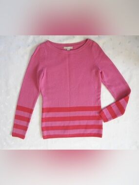 Banana Republic Sweater Womens XSmall Pink Wool Cashmere Stripe Boatneck Knit
